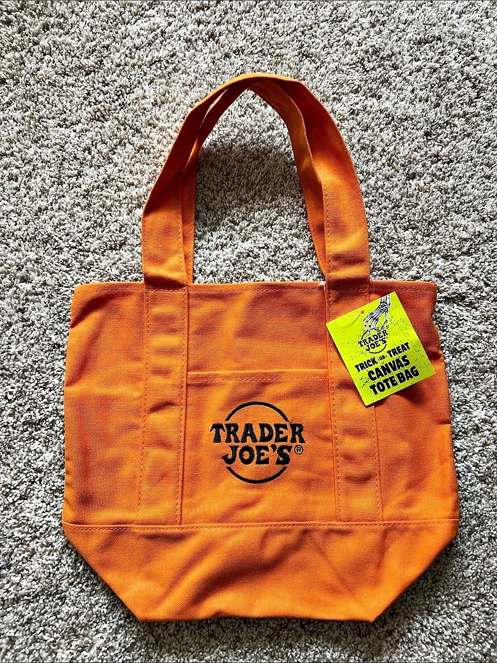 Trader Joe's Trick-or-Treat Mini Canvas Tote Bag Orange